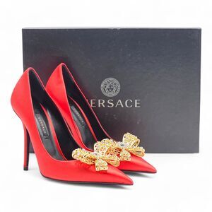 Versace Embellished Pumps 100 mm - Satin - Red - 36.5 6 $1100